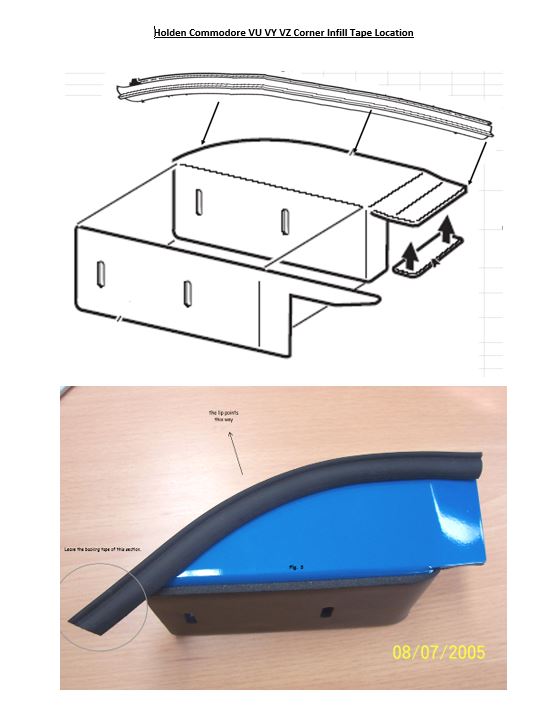 VU VY VZ Commodore Ute Lid Front Corner Infills RAW & Cleanseal For Fibreglass Lids with Carpet Underneath