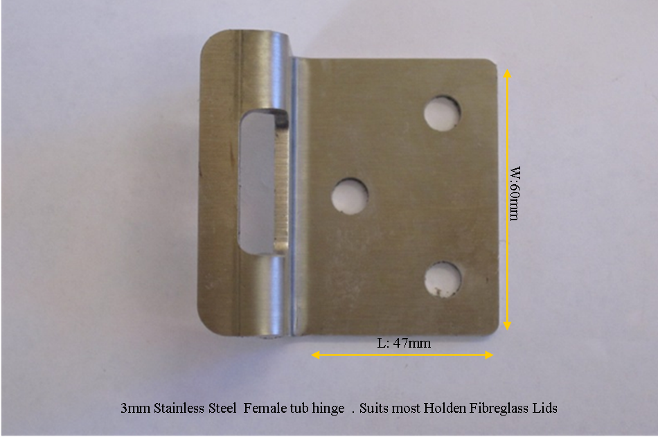 VS VR VT VN Commodore Ute Lid Female 3 Hole Hinge Slots for Fibreglass with Carpet Underneath SET-A Hinges & Screws