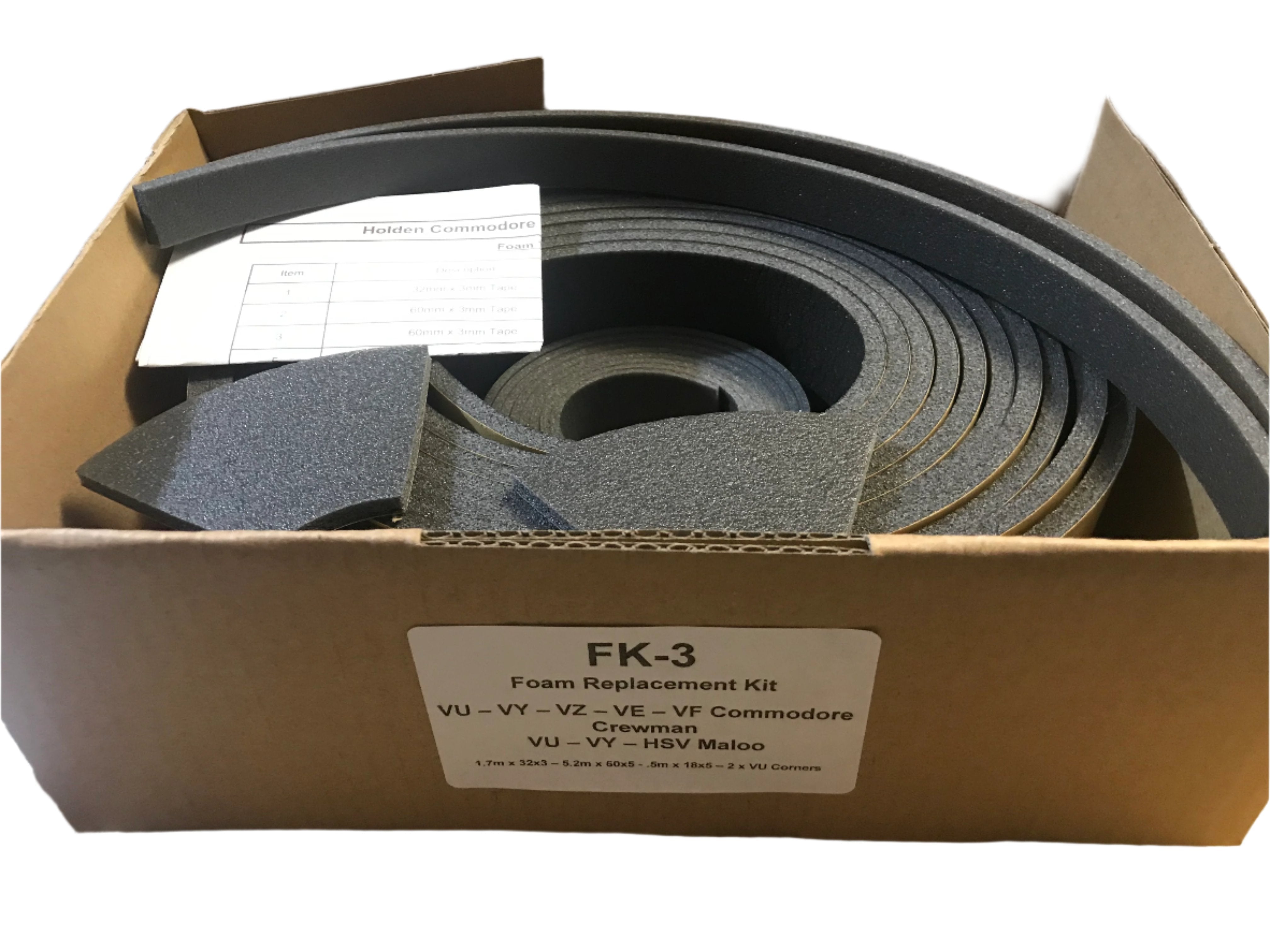 Crewman Holden Ute Lid Foam Tape Replacement Sealing Kit for Fibreglass Lids with Carpet Underneath