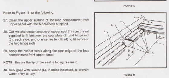 Crewman Holden Ute Lid Female 4 Hole Hinge Slots & Seal for Carpeted Fibreglass Lids SET-B Hinges & Seal & Screws