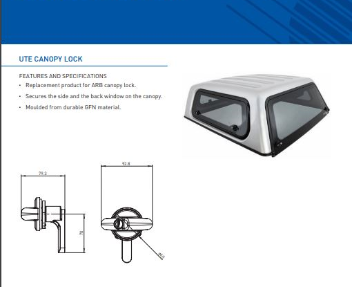 ARB 4 x Canopy D-Handle Round Side Lift Up Window Locks All Same key